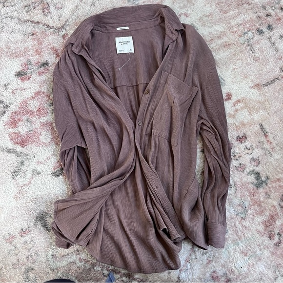 Abercrombie Oversized Crinkle Textured Shirt - Picture 2 of 5